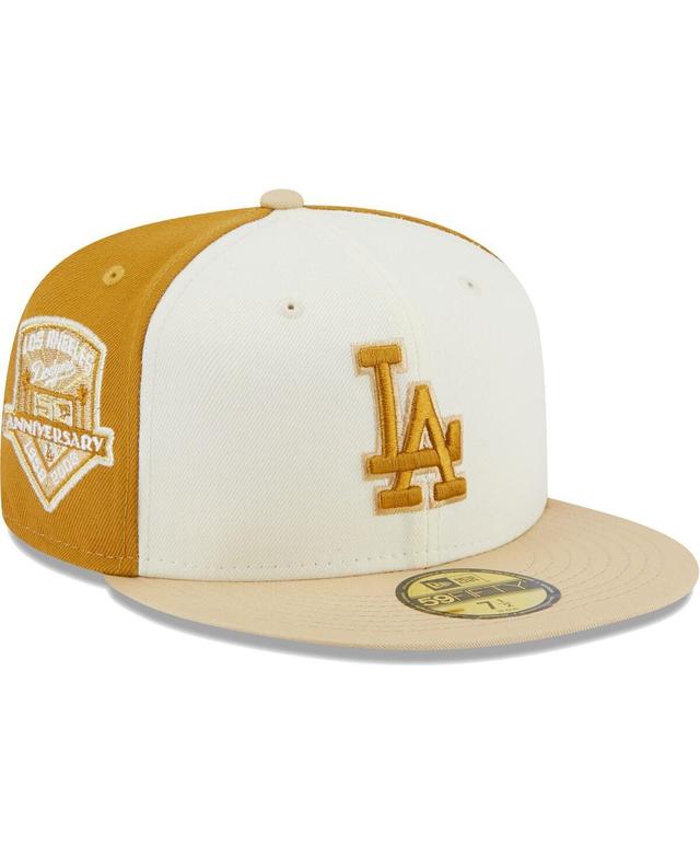 Mens New Era Cream/Gold Los Angeles Dodgers Chrome Anniversary 59FIFTY Fitted Hat Product Image