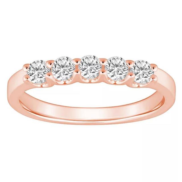 Alyson Layne 14k Gold 1/2 Carat T.W. Diamond 5-Stone Wedding Band, Womens Pink Product Image