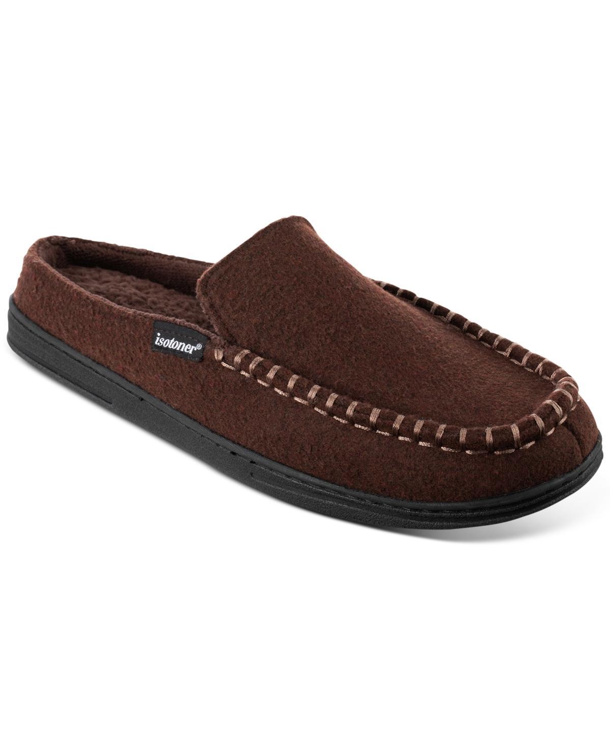 isotoner Faux Woolen Grady Moccasin Hoodback Mens Slippers Dark Brown Product Image