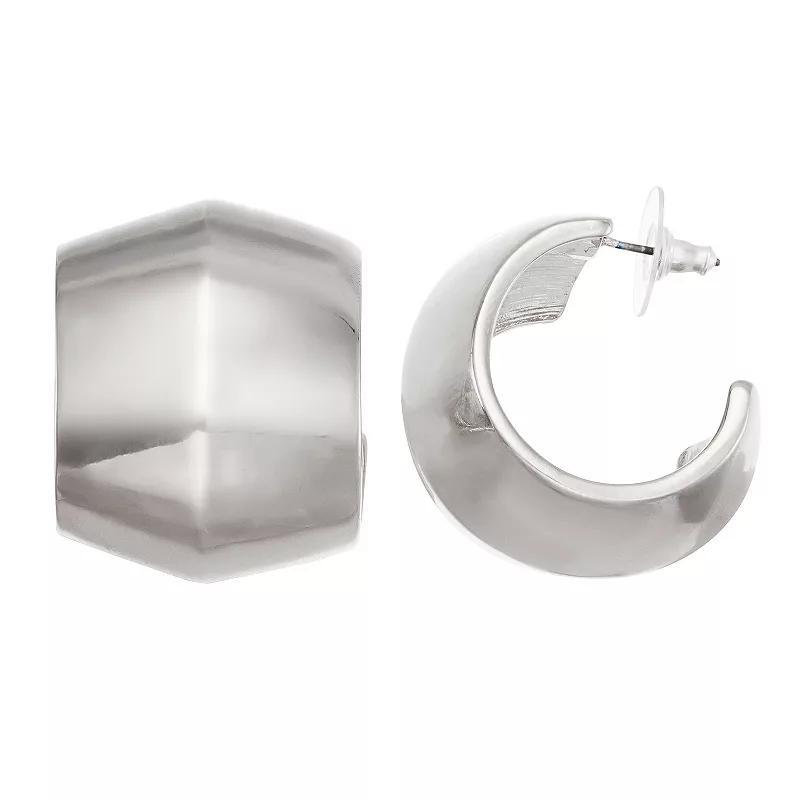 Simply Vera Vera Wang Silver Tone Hex Hoop Post Earrings, Womens Product Image