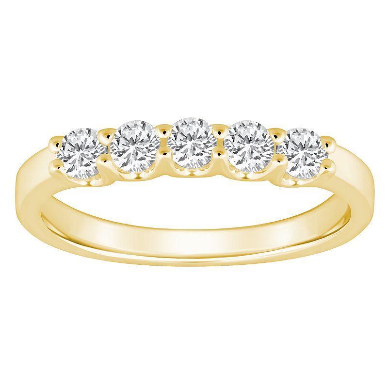 Alyson Layne 14k Gold 1/2 Carat T.W. Diamond 5-Stone Wedding Band, Womens Yellow Product Image