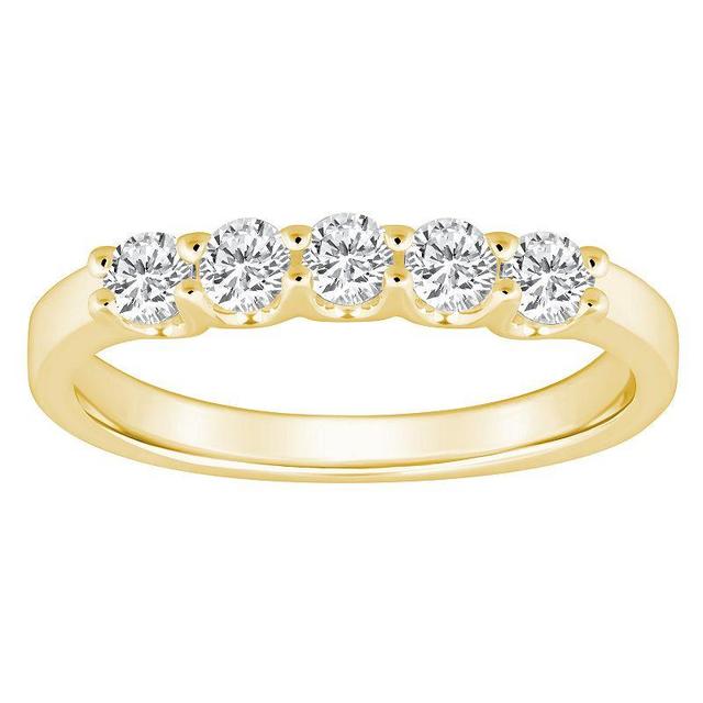 Alyson Layne 14k Gold 1/2 Carat T.W. Diamond 5-Stone Wedding Band, Womens Yellow Product Image