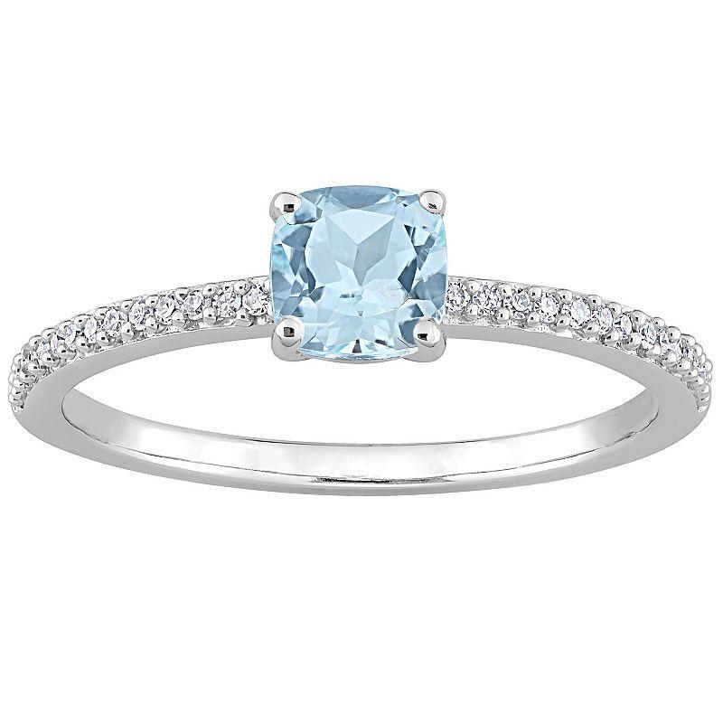 Stella Grace 10k White Gold Blue Topaz & Diamond Accent Promise Ring, Womens Product Image