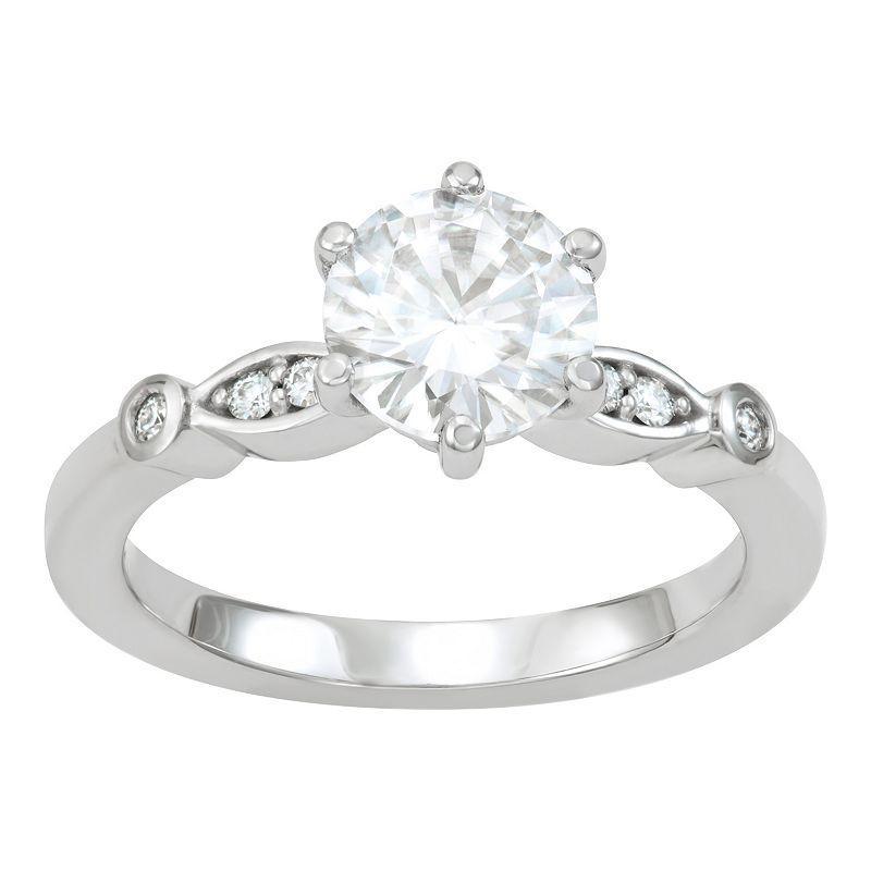 Charles & Colvard 1.59 Ct. T.w. Lab Created Moissanite Engagement Ring In 14K White Gold, 7 Product Image