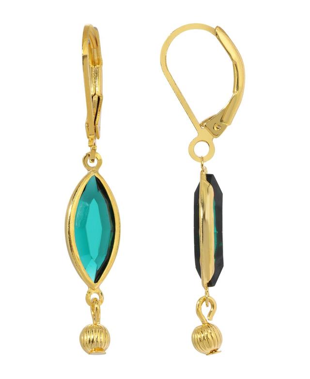 1928 Simulated Crystal Oval Drop Earrings, Womens, Green Product Image