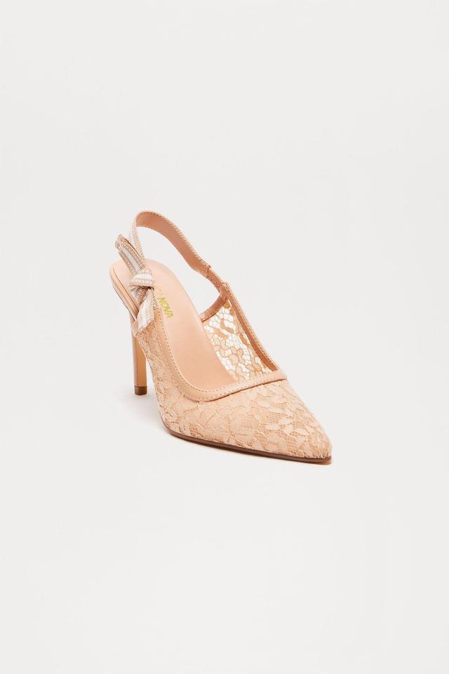 Solene Lace Slingback Pumps - Nude Product Image