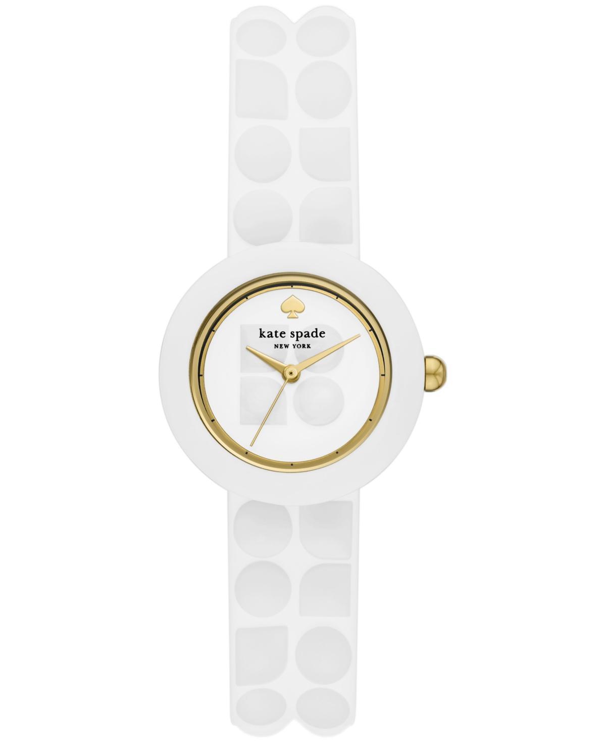 kate spade new york Womens Mini Park Row Three Hand White Silicone Strap Watch Product Image