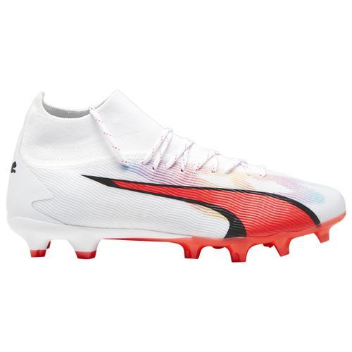 PUMA Mens Ultra Pro FG/AG - Soccer Shoes White/Black/Fire Orchid Product Image