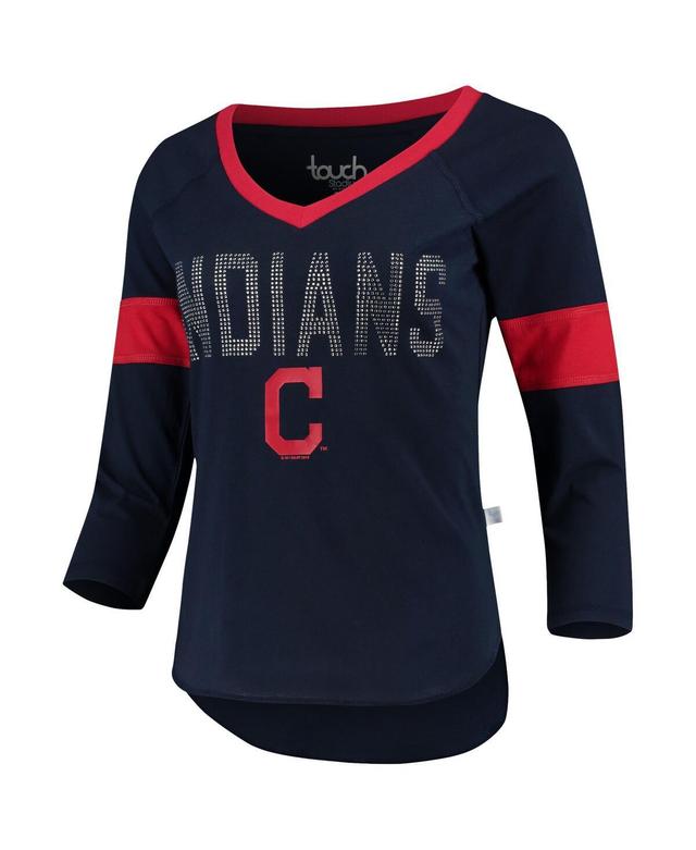 Womens Touch Navy Cleveland Indians Ultimate Fan 3/4-Sleeve Raglan V-Neck T-Shirt Product Image