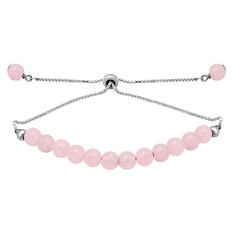 Aleure Precioso Gemstone Bead Frontal Adjustable Bracelet, Womens Pink Product Image