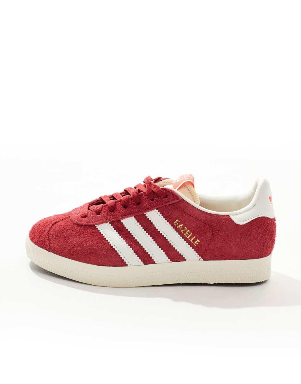 adidas Originals Gazelle sneakers in red and white Product Image