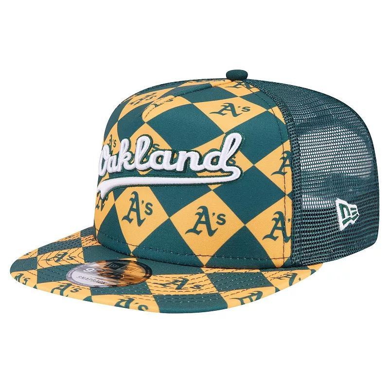 Mens New Era Green Oakland Athletics Seeing Diamonds A-Frame Trucker 9FIFTY Snapback Hat Product Image