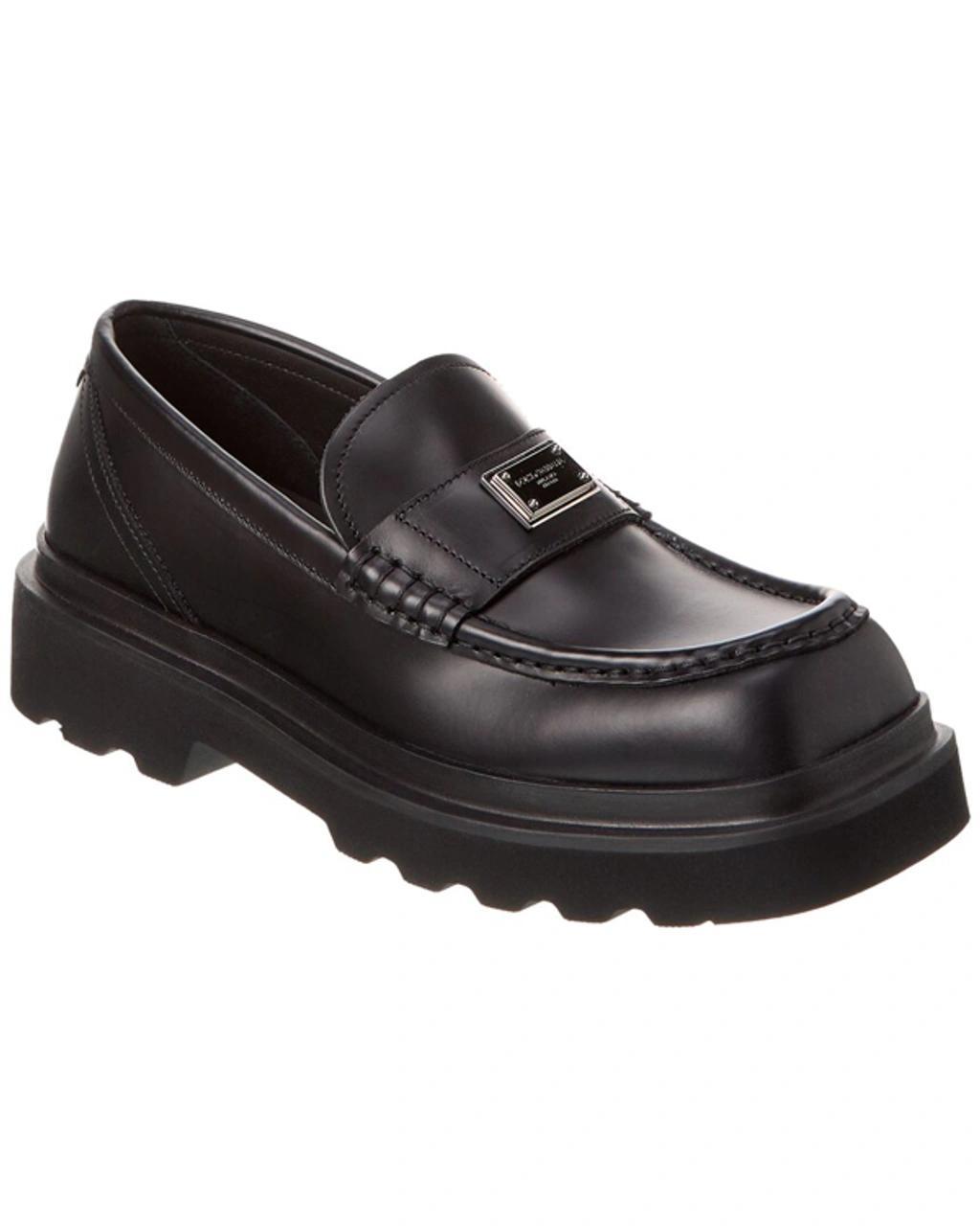 Logo Leather Loafer In Black Product Image