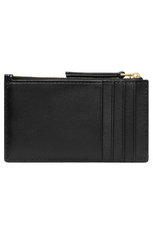 Kira Chevron Quilted Leather Zip Card Case In Black Product Image