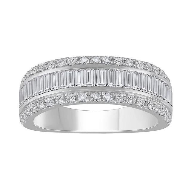 Diamond Medley 14k White Gold 1 1/2 Carat T.W. Lab-Grown Diamond Round & Baguette Cut Anniversary Ring, Womens 14k Whgold Product Image