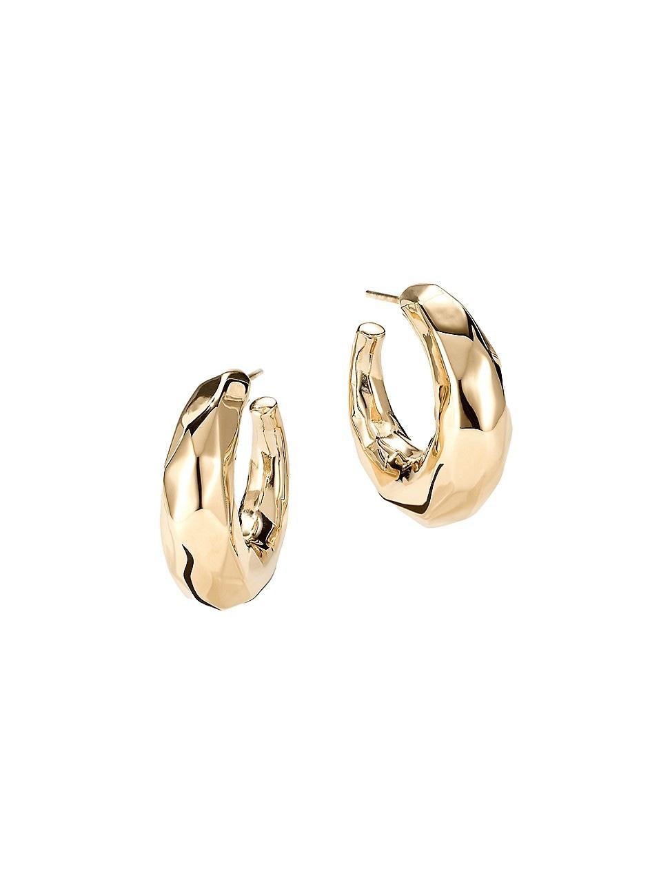 Womens Disco 14K Yellow Gold Hoop Earrings Product Image