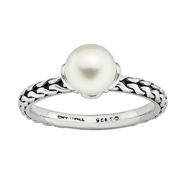 Stacks & Stones Sterling Silver Freshwater Cultured Pearl Stack Ring, Womens White Product Image