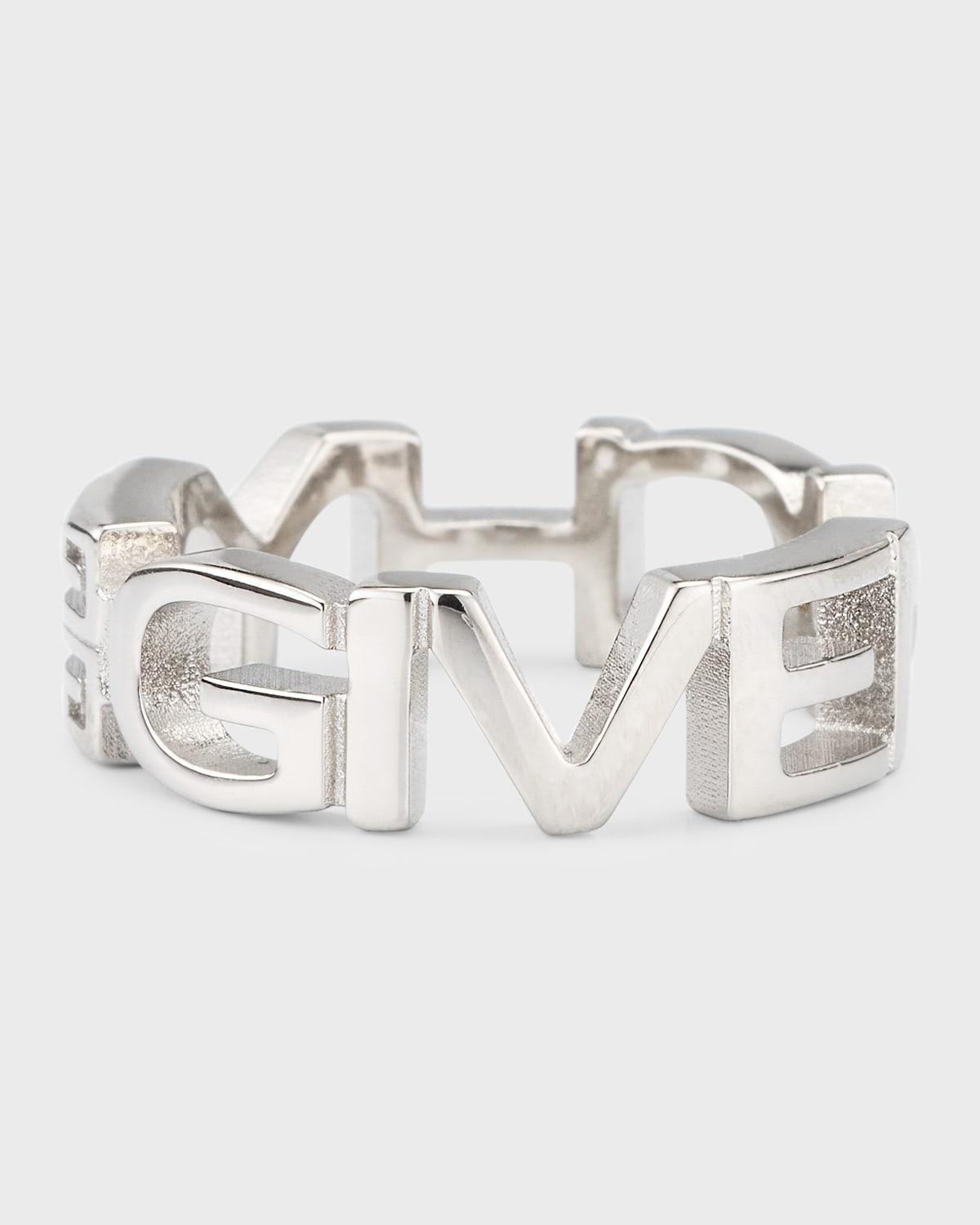 Mens Logo Letters Silvery Band Ring Product Image