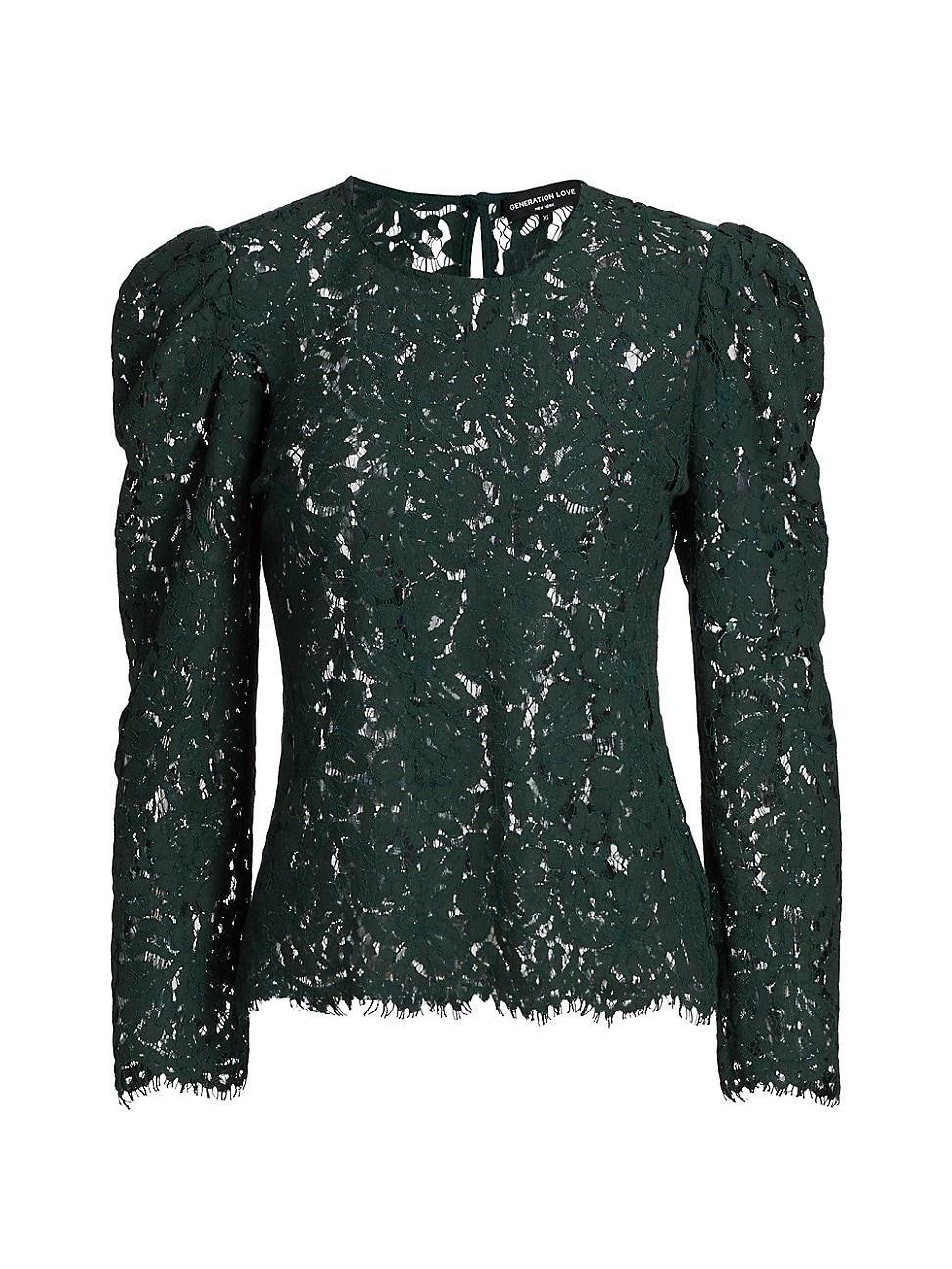 Womens Rue Lace Puff-Sleeve Top Product Image