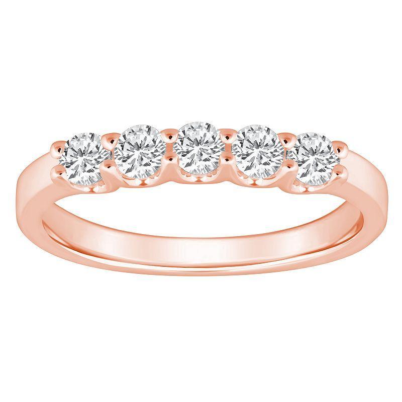 Alyson Layne 14k Gold 1/2 Carat T.W. Diamond 5-Stone Wedding Band, Womens Pink Product Image