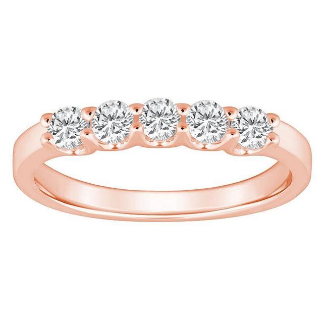 Alyson Layne 14k Gold 1/2 Carat T.W. Diamond 5-Stone Wedding Band, Womens Pink Product Image