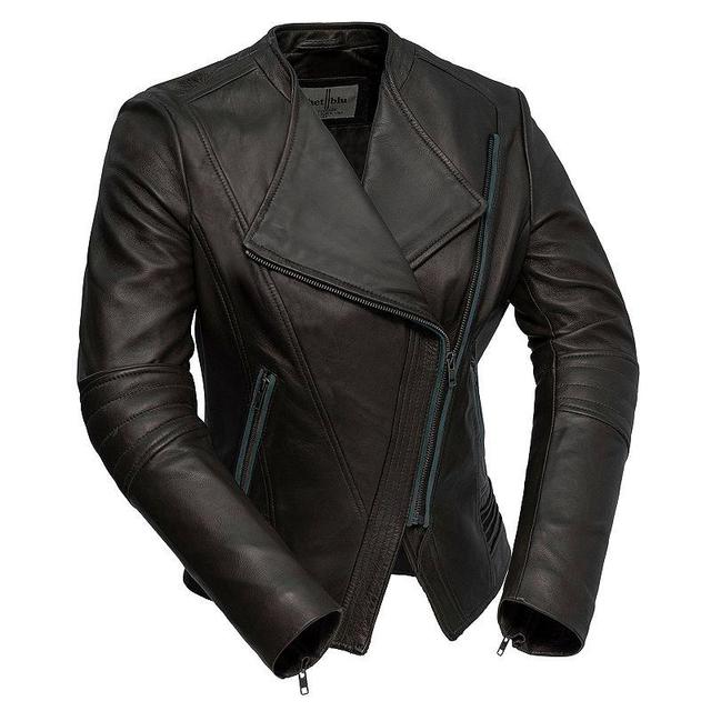 Womens Whet Blu Trish Asymmetrical Leather Jacket Black Product Image