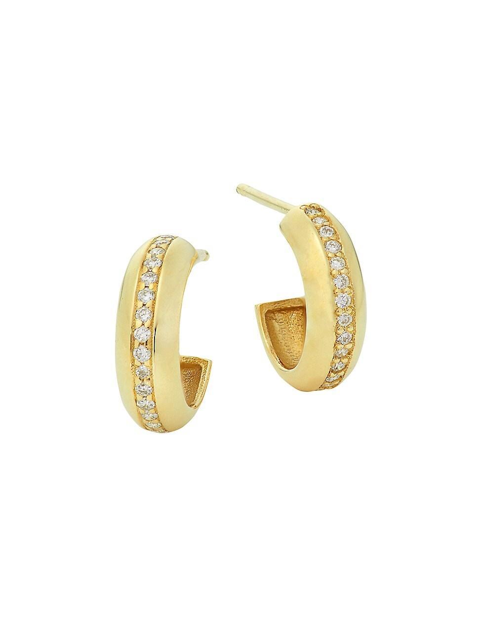 Zo Chicco 14K Pav Diamond Huggie Hoop Earrings Product Image