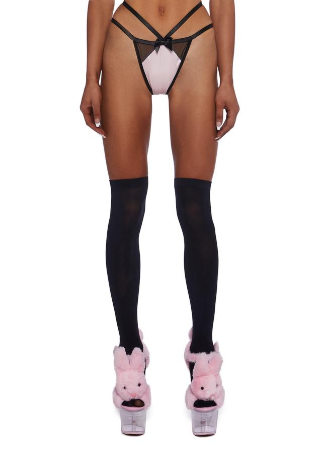 Sugar Thrillz Sexy Strappy Thong Panties Pink Black Product Image