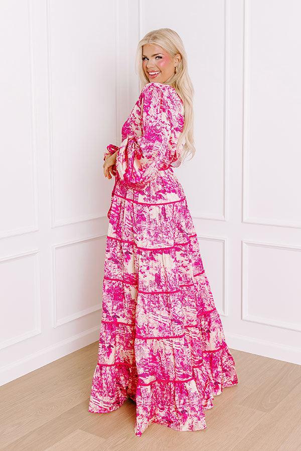 Chateau Chic Tiered Maxi Dress in Hot Pink Curves Product Image