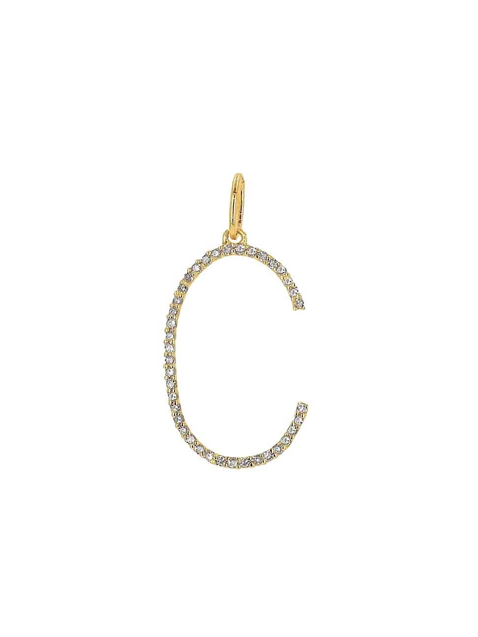 Womens 14K Yellow Gold & 0.16 TCW Diamond Oversized Initial Pendant Product Image