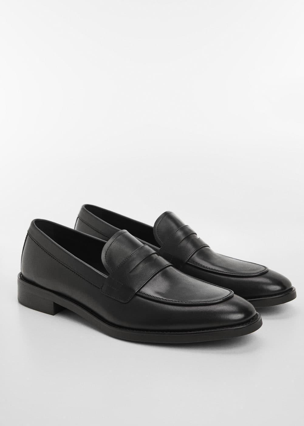 MANGO MAN - Aged-leather loafers blackMen Product Image