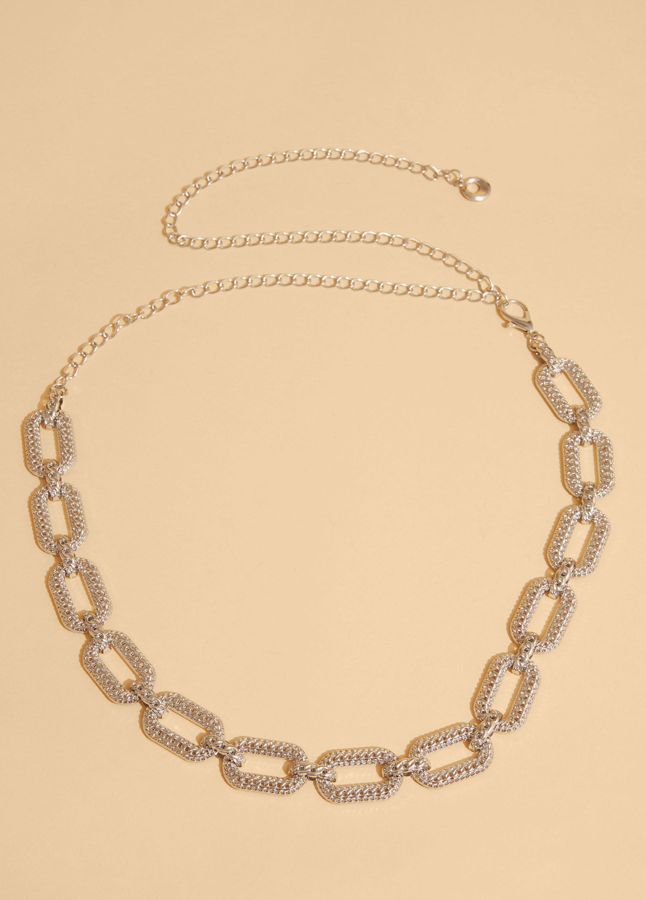 Textured Silver Tone Chain Belt Product Image