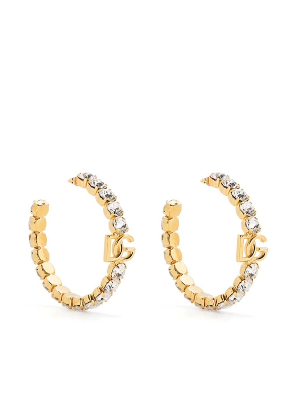 Dg Crystal-embellished Hoop Earrings In Gold Product Image