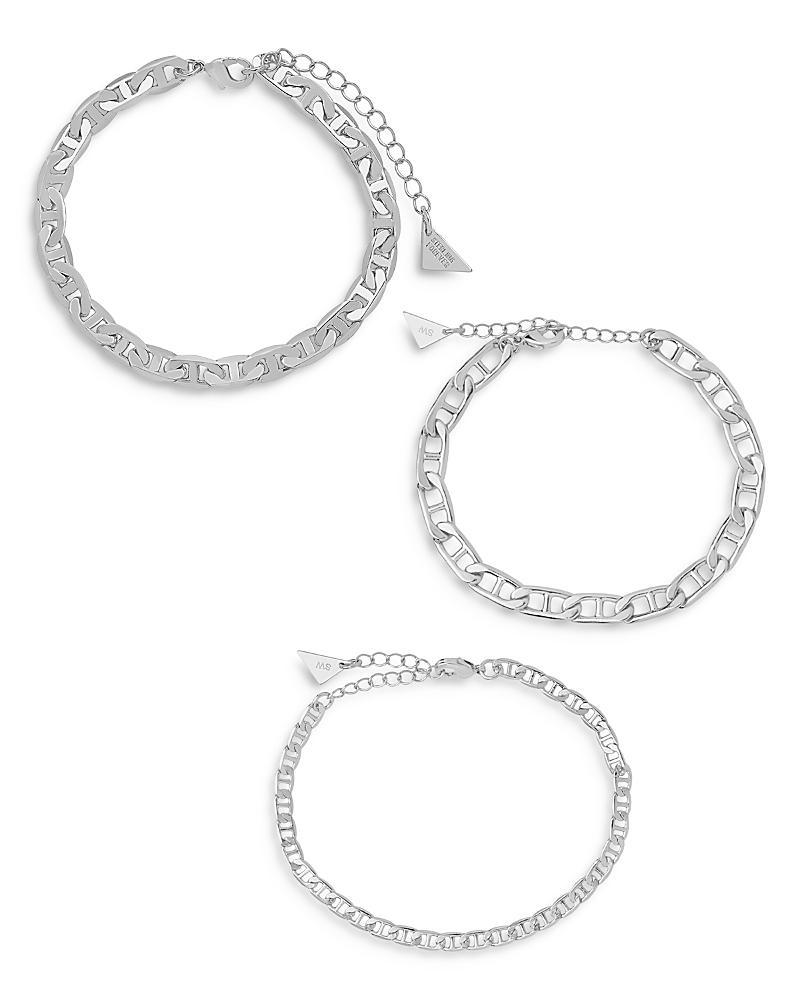 Womens Anchor Chain Silver Plated Bracelet Set Product Image