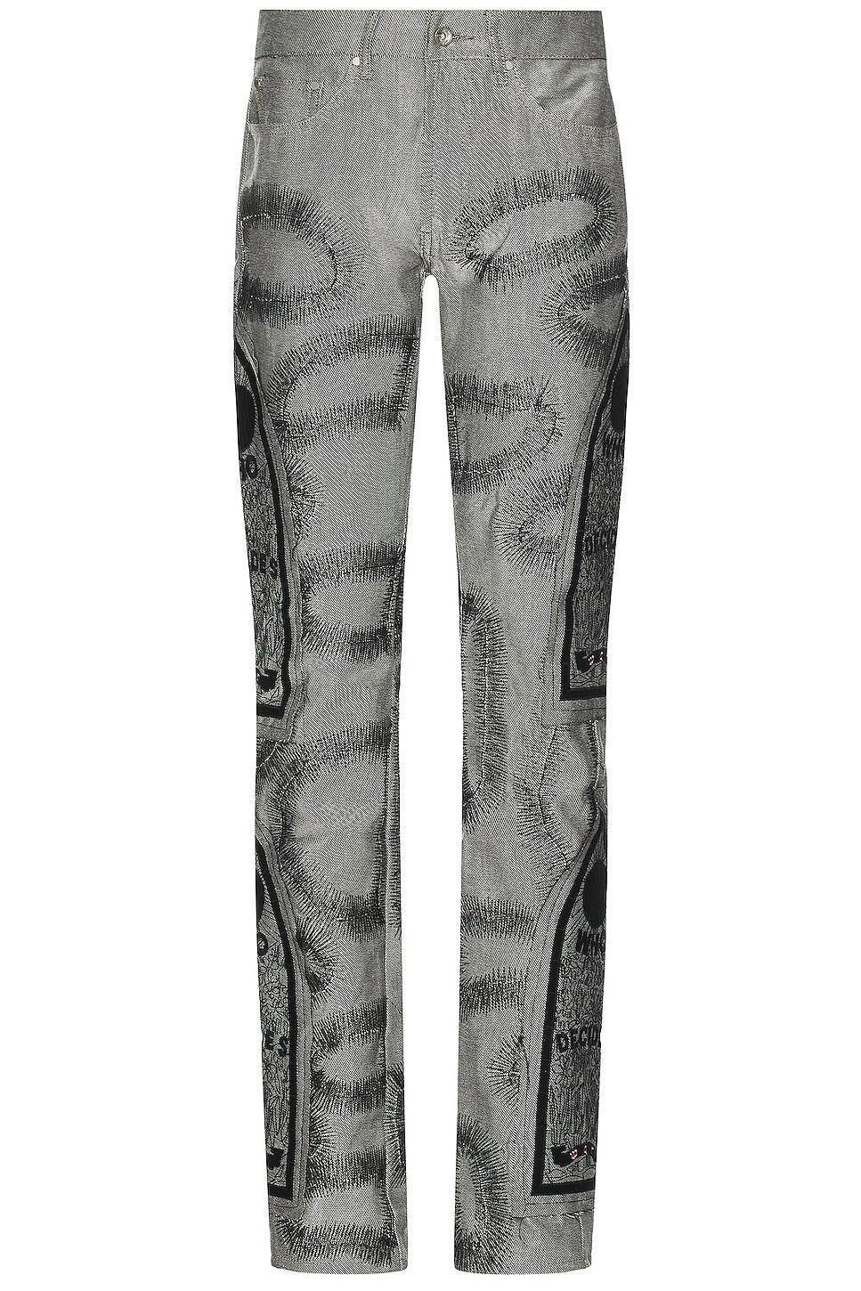 Who Decides War by Ev Bravado Rhinestone Washed Denim Jean in Silver - Silver. Size 28 (also in ). Product Image