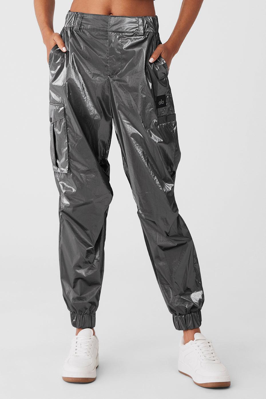 Metallic High-Waist Break Line Jogger - Silver Metallic Female product image