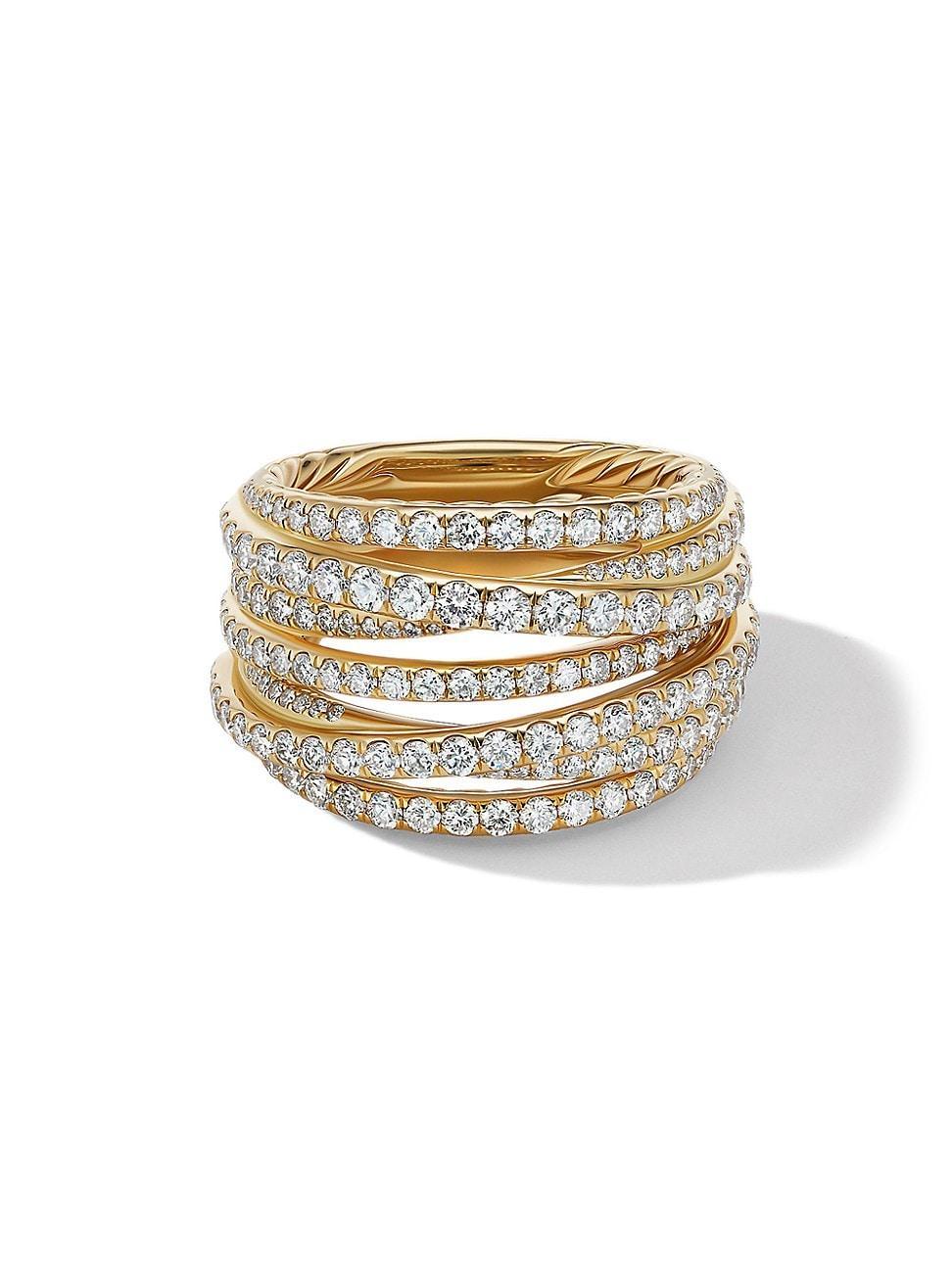 Womens Pav Crossover Ring in 18K Yellow Gold Product Image