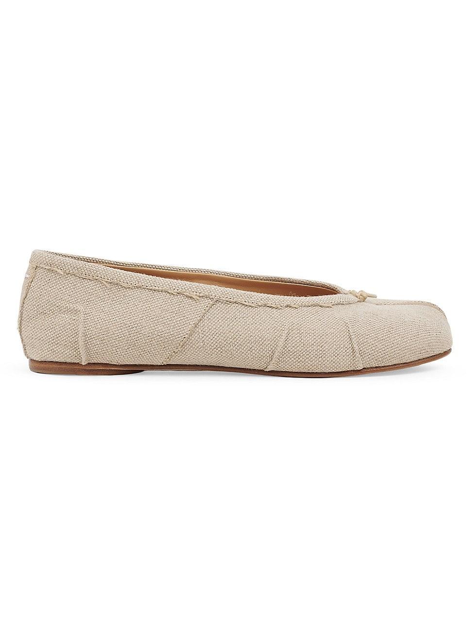 Womens Tabi Linen & Leather Ballerina Flats Product Image