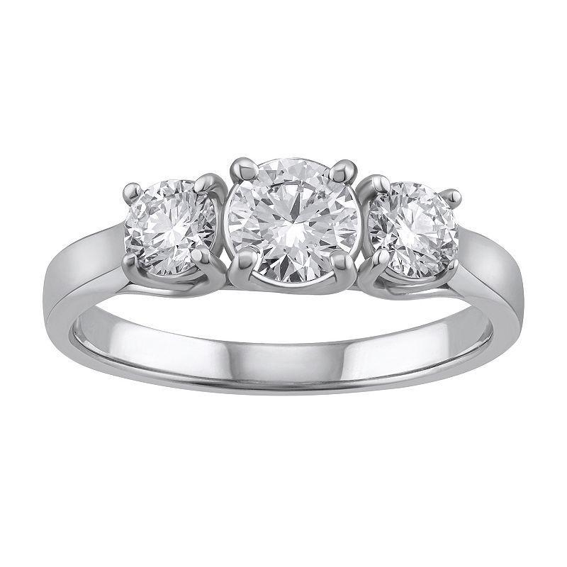 Arctic Clear 1.0 Carat T.W. Lab-Grown Diamond Three Stone Ring, Womens 14k White Gold Product Image