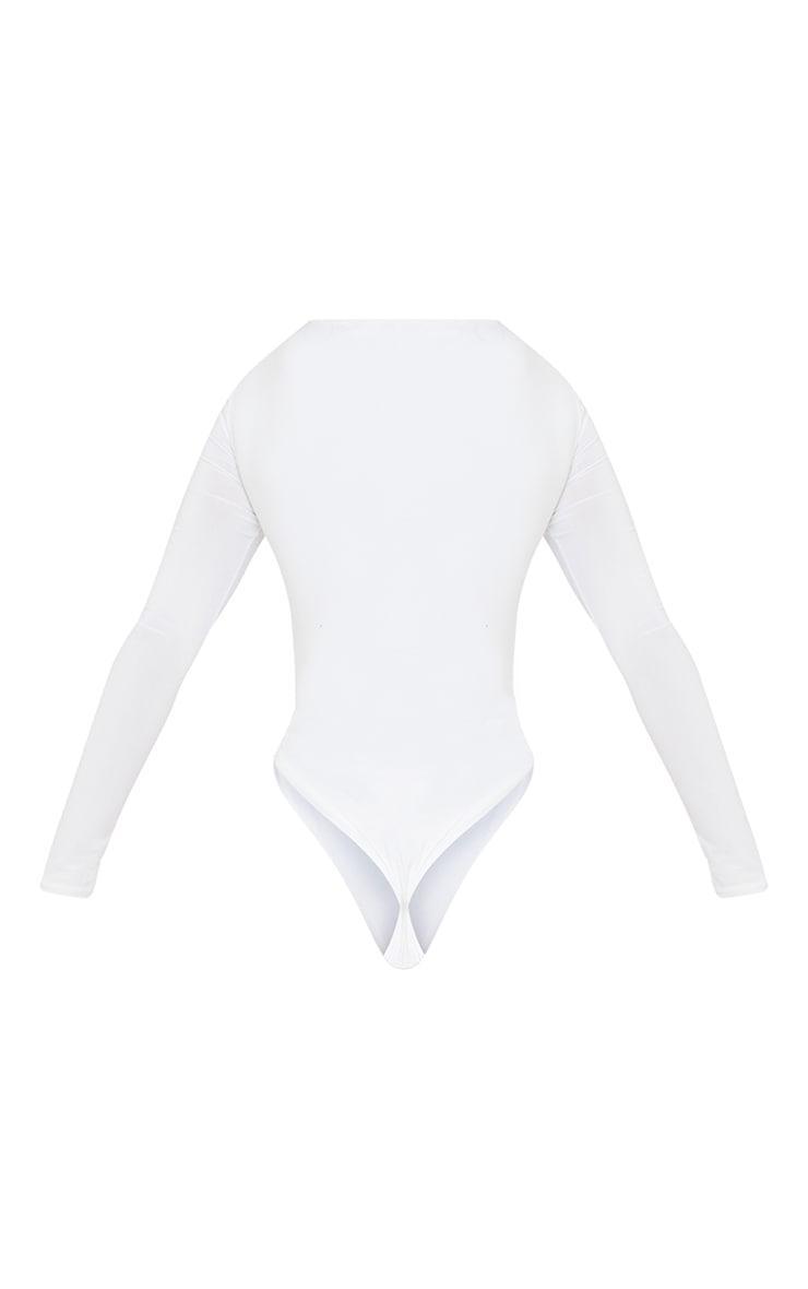 Cream Basic Slinky Long Sleeve Bodysuit Product Image