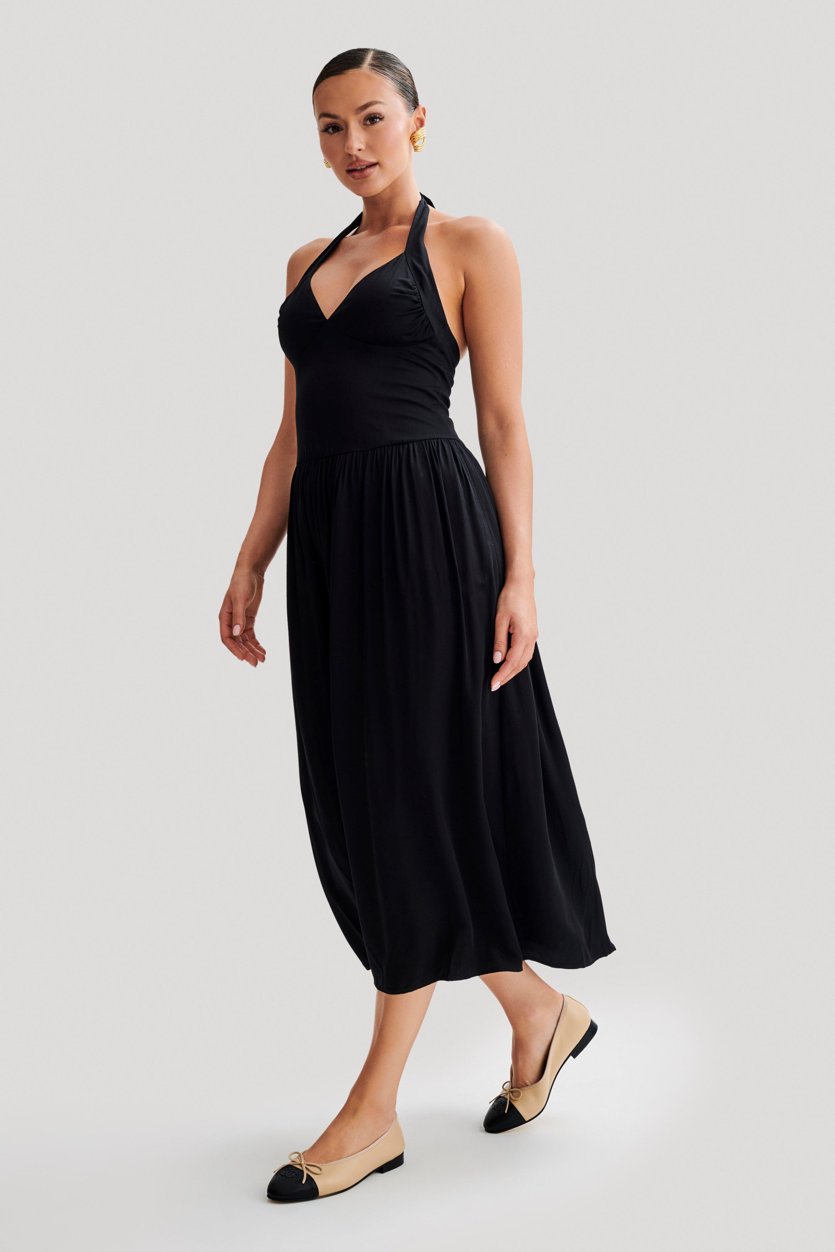 Harriette Halter Midi Dress - Black Product Image