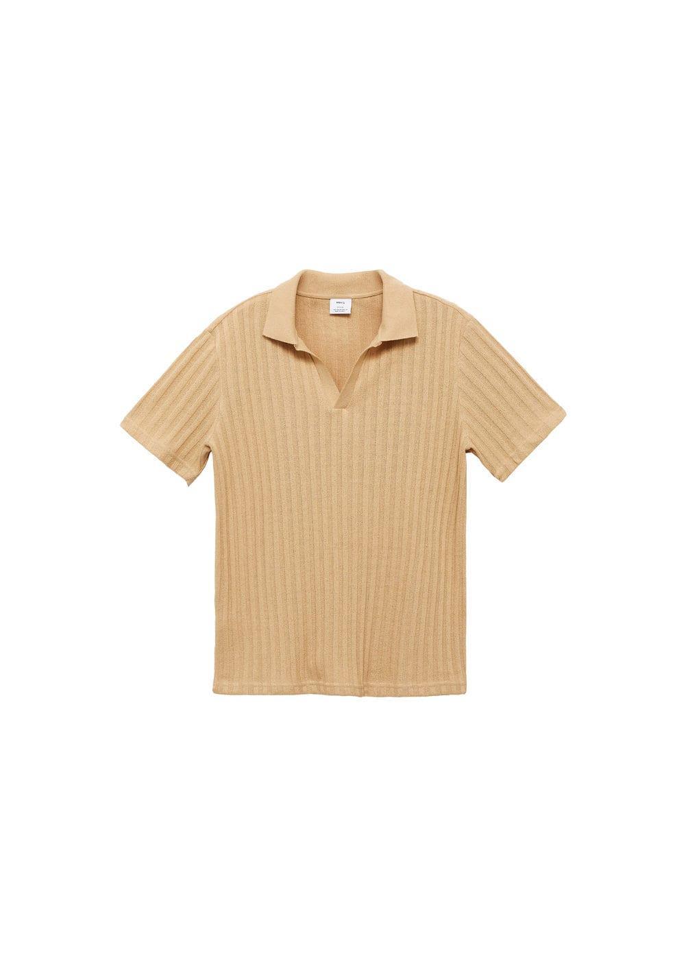 MANGO MAN - Regular fit ribbed cotton polo shirt beigeMen Product Image