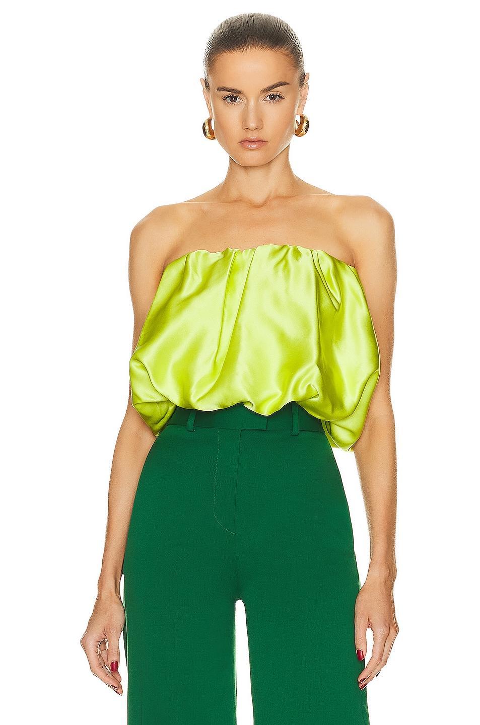 ET OCHS Michelle Scrunchie Top in Green Product Image