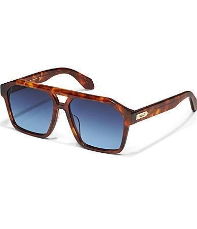 Quay Australia Mens Soundcheck 48mm Tortoise Geometric Aviator Sunglasses - Brown Tortoise/Navy Blue Product Image