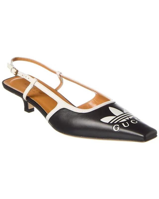 X Adidas Logo Leather Slingback Pump In Black Product Image