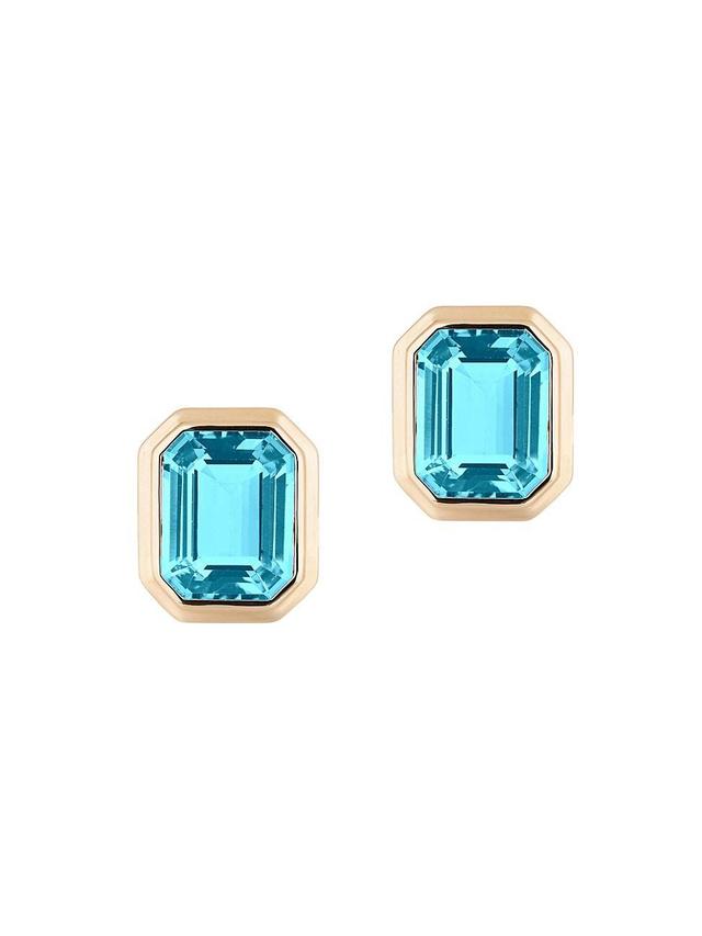 Womens Manhattan 18K Gold & Blue Topaz Stud Earrings Product Image