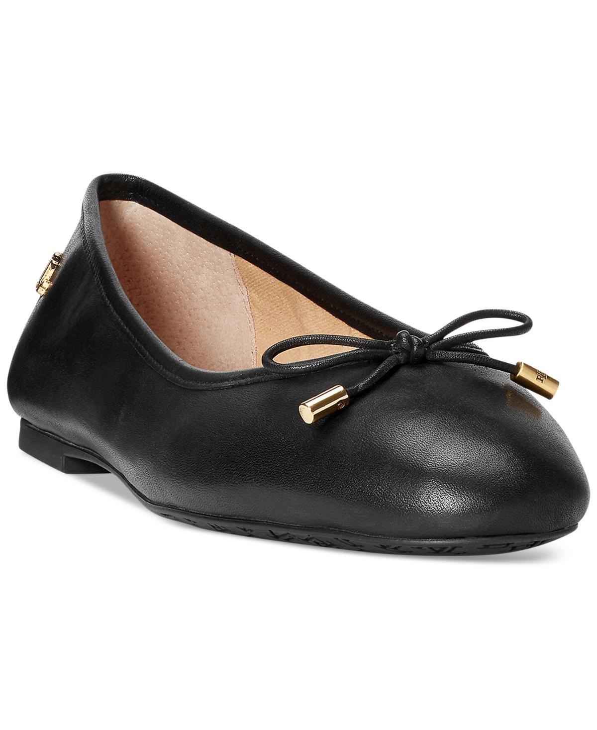 Lauren Ralph Lauren Jayna Bow Detail Leather Ballet Flats Product Image