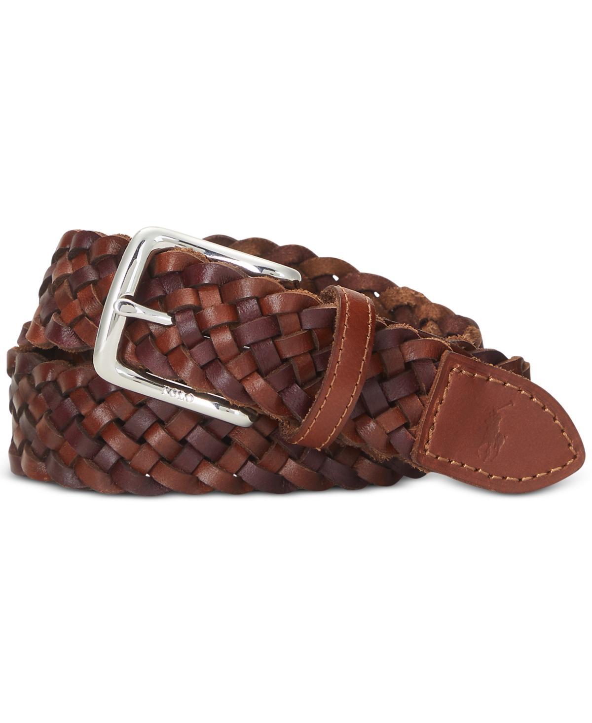 Polo Ralph Lauren Mens Braided Leather Belt - Saddle Product Image