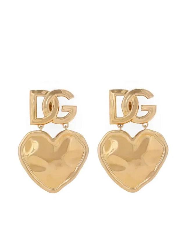 Heart-pendant Earrings In Gold Product Image