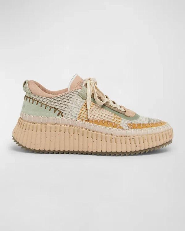 CHLOÉ Nama Stitch Walking Sneakers In Pale Green Product Image